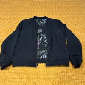 Lululemon Black/floral print Reversible Bomber Jacket